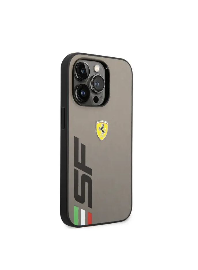 CG MOBILE Ferrari PU Leather Case With Printed Big SF Logo For iPhone 14 Pro - Grey