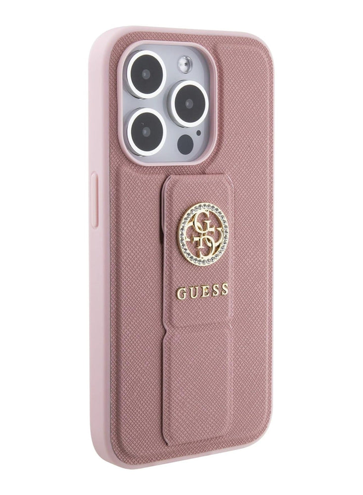 Guess Gripstand SAFFIANO Case For iPhone 15 Pro Max (Pink)