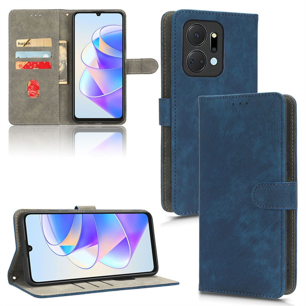 Honor X7A 4G/ X7A 5G Case Cover Soft PU Leather Flip Folio Wallet with Card Slots Back Cover Drop-Proof Shock-Proof Protective Cell Phone Back Accessories Protection Blue