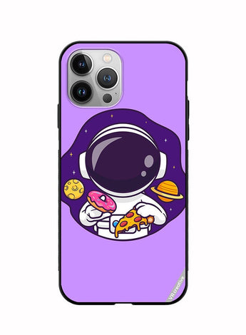 Protective Case Cover For Apple iPhone 11 Pro Max Cute Astronaut Eating Donut And Pizza Design Multicolour