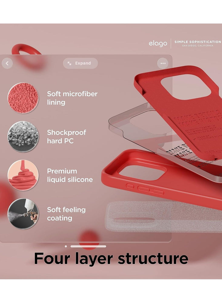 Oncover Liquid Silicone for iPhone 15 Pro MAX case cover Full Body Protection, Shockproof, Slim, Anti-Scratch Soft Microfiber Lining - Red