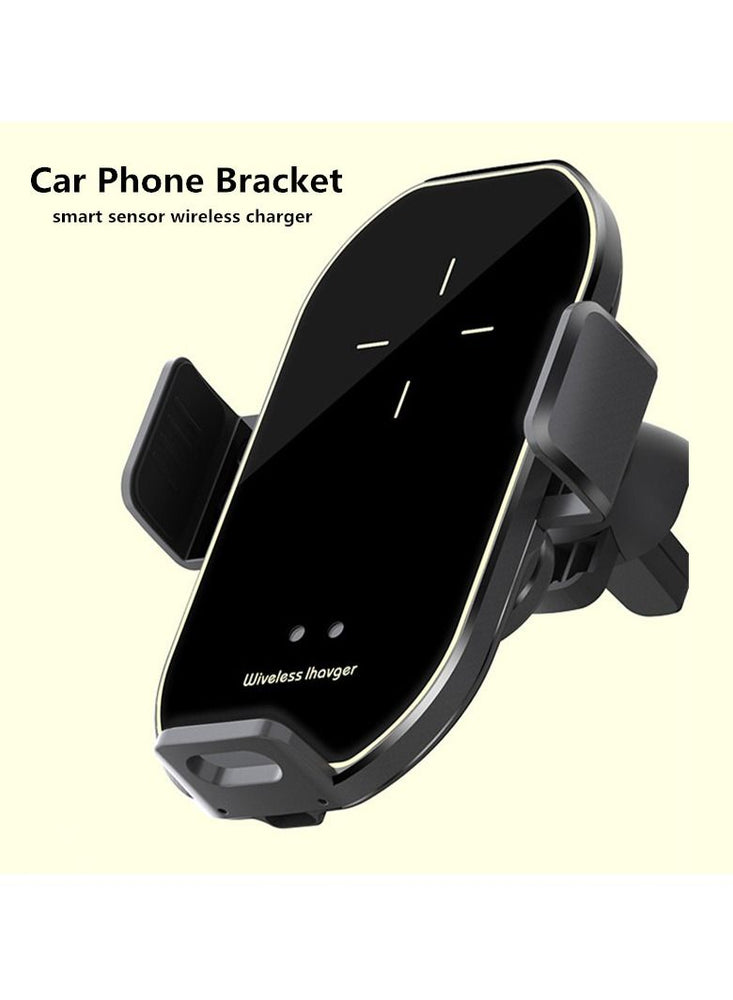 Wireless Car Charger 15W Qi Fast Smart Sensor Auto-Clamping Car Phone Wireless Charger Mount Air Vent Phone Holder for All 4-6.5 Inch Phone Black