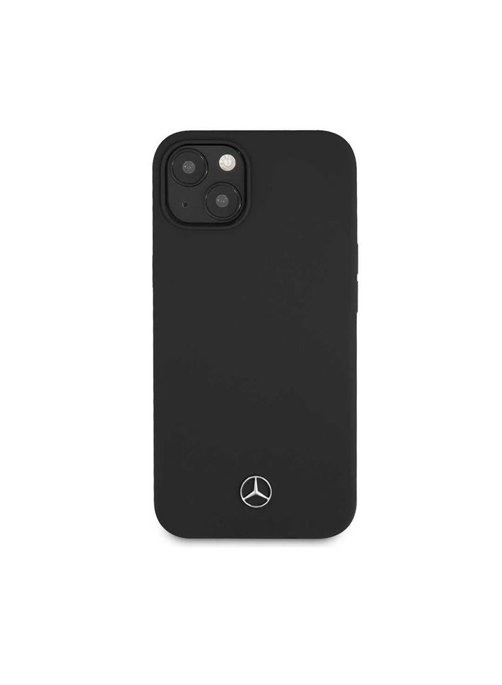 Mercedes Benz iPhone 13 Liquid Silicone Case with Microfiber Lining, Anti-Scratch & Easy Access to All Ports - Black