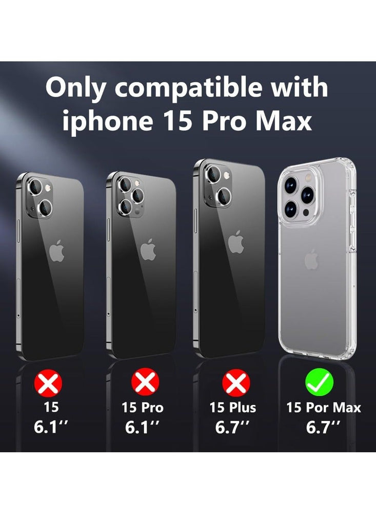 X-level Shockproof Compatible iPhone 15 Pro Max Case [Military Grade Drop Protection] Frosted Sand Translucent Thin Anti-Drop Hard PC Back with Soft Silicone Edge Slim Protective Cover-Clear