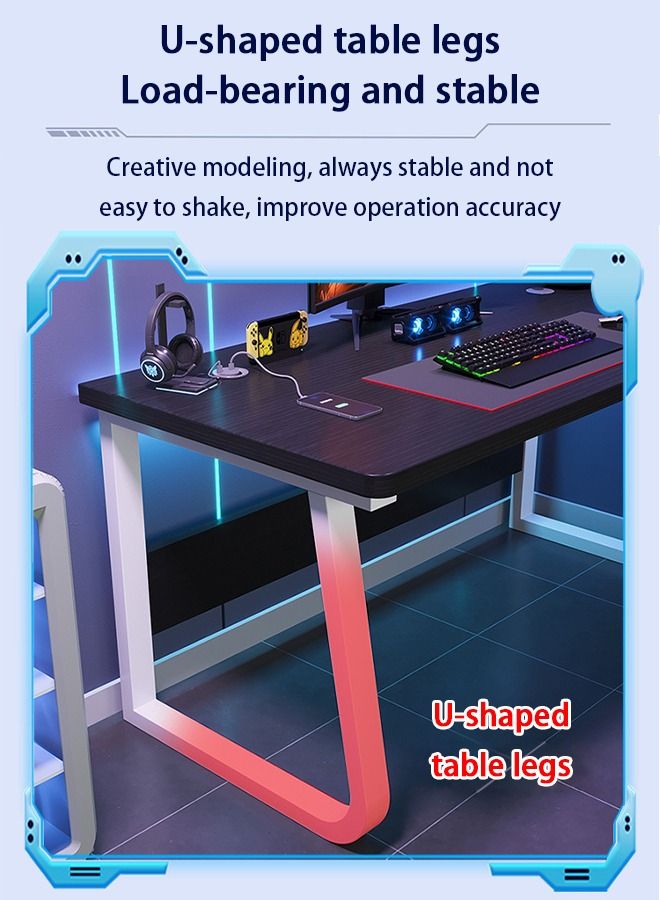 U-shaped Gaming Desk with  USB Ports,Morden Desk For Small Space ,Black(80*75*60)