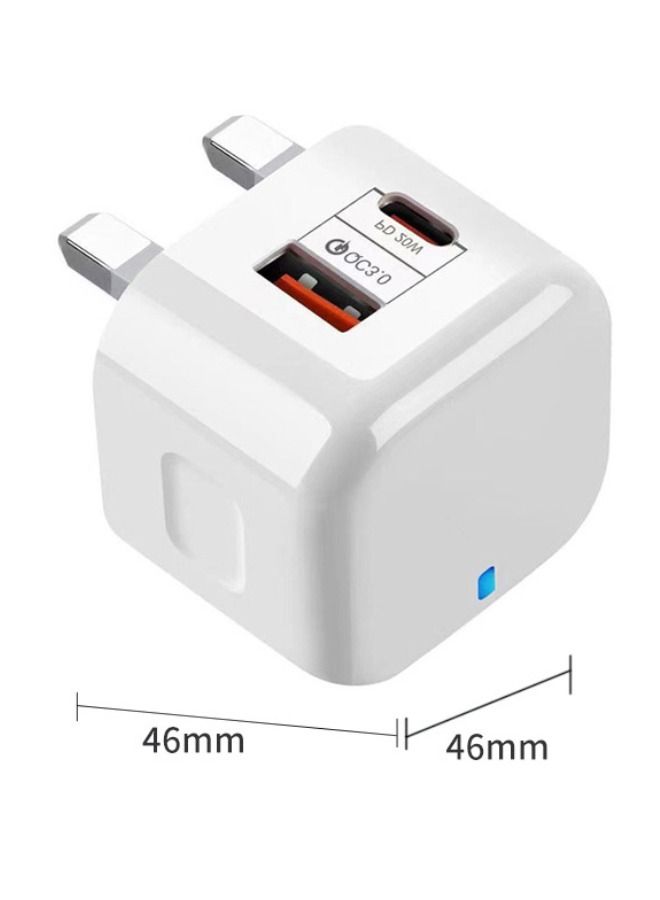 20W USB C Fast Charger, Dual Port PD Power Delivery Fast Type C Charging Block Plug Adapter for iPhone 14/13/12/11 /Pro Max, XS/XR/X, iPad Pro, AirPods Pro, Samsung Galaxy and More(White)