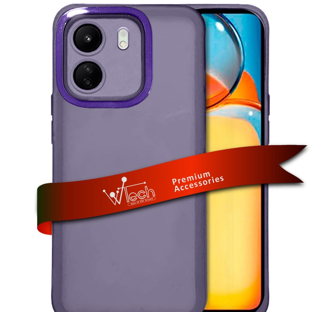 Soft Transparent TPU Silicone Ultra Thin Phone Stylish Electroplated Camera Border Case Cover For Xiaomi Redmi 13C 4G 2023 Purple