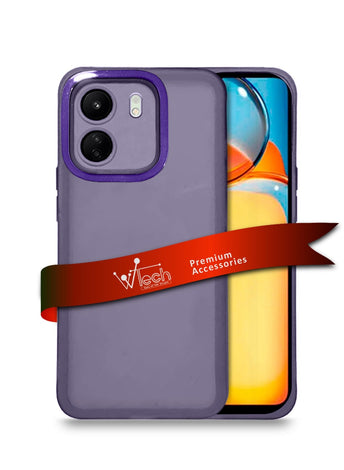 Soft Transparent TPU Silicone Ultra Thin Phone Stylish Electroplated Camera Border Case Cover For Xiaomi Redmi 13C 4G 2023 Purple