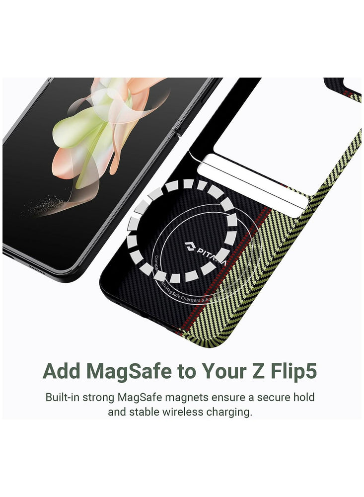 Z Flip 5 Case Compatible with MagSafe, Slim & Light Samsung Z Flip 5 Case with a Case-Less Touch Feeling, 600D Aramid Fiber Made [Fusion Weaving MagEZ Case 3 - Overture]