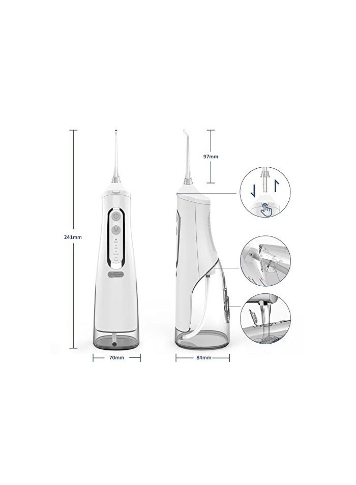 Portable Dental Water Flosser Oral Irrigator White 310ml