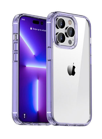 Anti-Drop Protective Soft Case For iPhone 14 Pro Max Clear/Purple 6.7 Inch