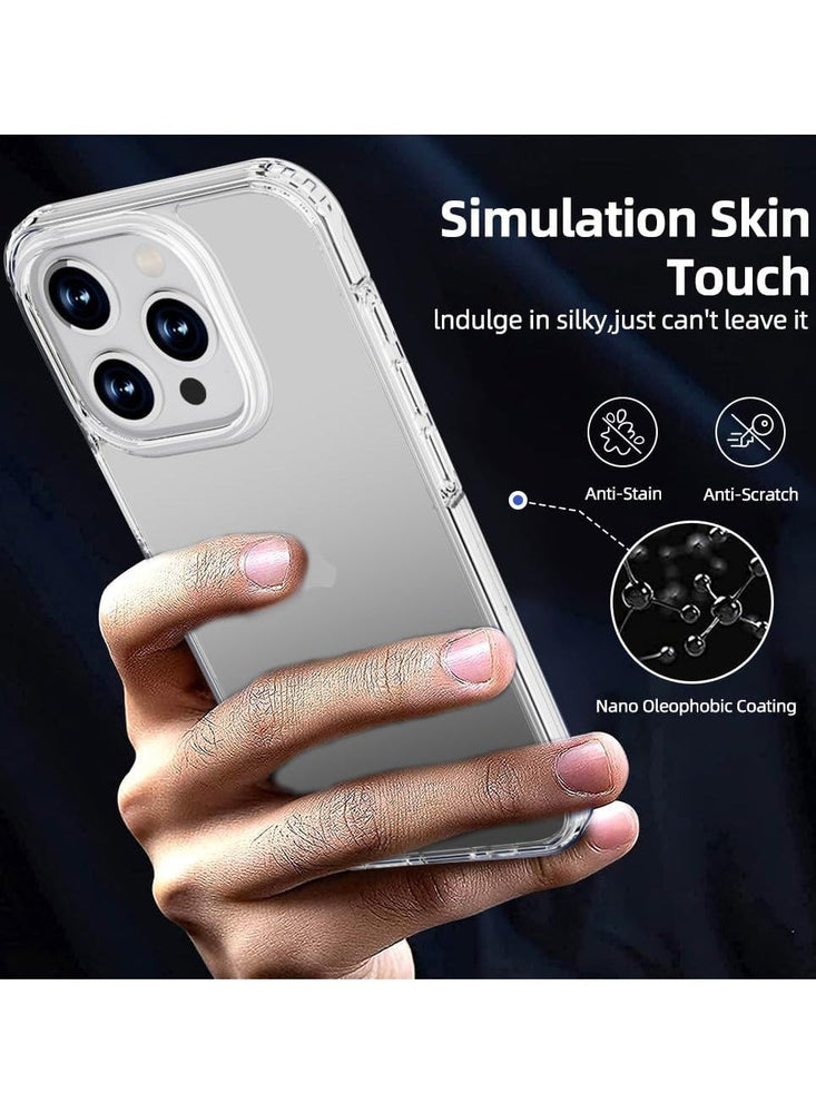 X-level Shockproof Compatible iPhone 15 Pro Max Case [Military Grade Drop Protection] Frosted Sand Translucent Thin Anti-Drop Hard PC Back with Soft Silicone Edge Slim Protective Cover-Clear