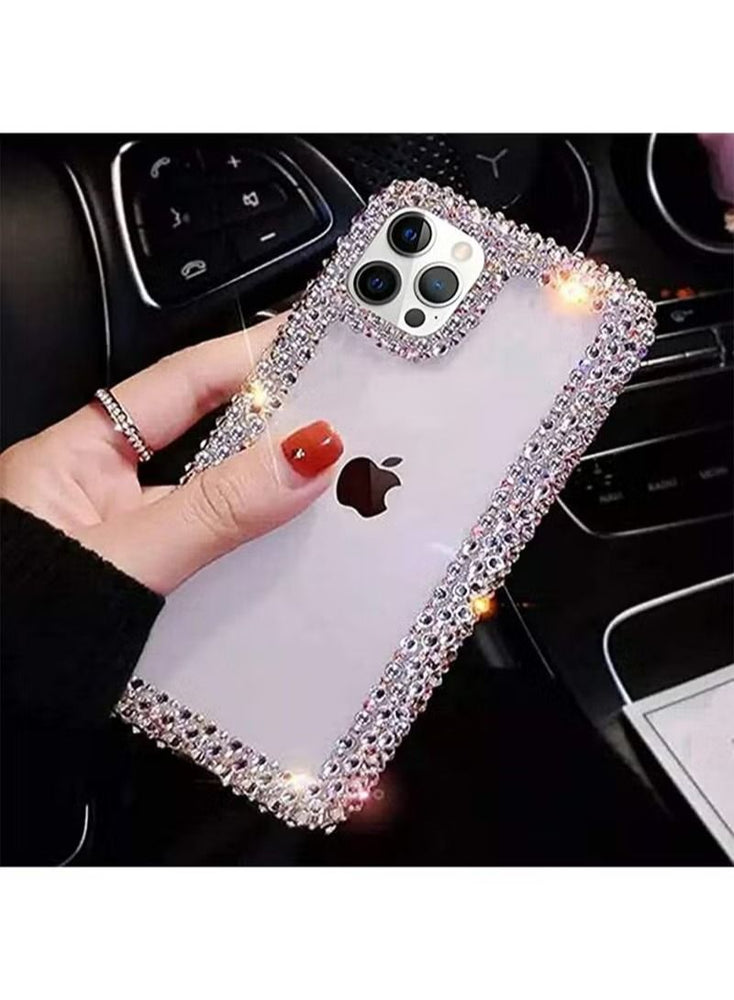 iPhone 13 Pro Max Mobile Case Cover for Women Girls 3D Glitter Sparkle Bling Protector Luxury Shiny Cute Crystal Charms Rhinestone Diamond Bumper Clear Protective Back Cover Clear