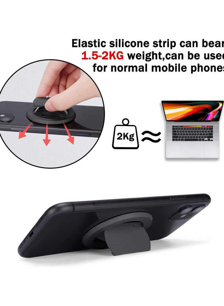 Magnetic Phone Ring Holder, Ultra-Thin 3mm Anti Drop Finger Kickstand Silicone Back Ring Cell Phone Grip Phone Stand for Magnetic Car Mount and Most Smart Phones and Tablets (Black)