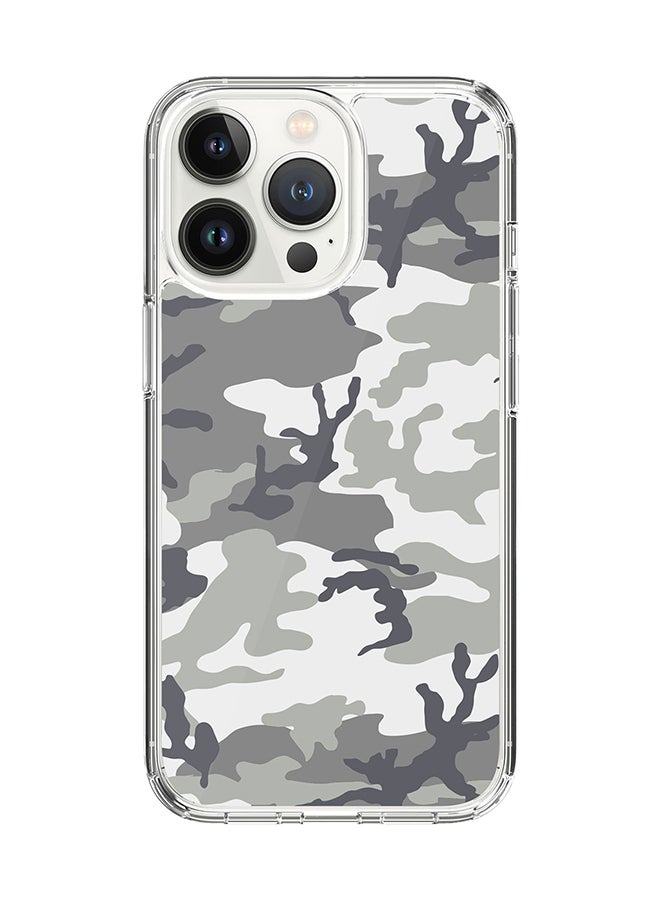 Classic Clear Case for Apple iPhone 15 Pro Hybrid Soft Case Flexible Edges Anti Drop TPU PC Gel Thin Transparent Cover - Artic Camo Full Print