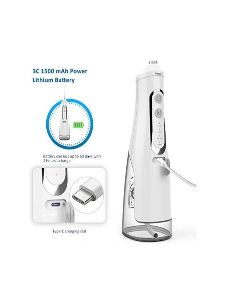 Portable Dental Water Flosser Oral Irrigator White 310ml