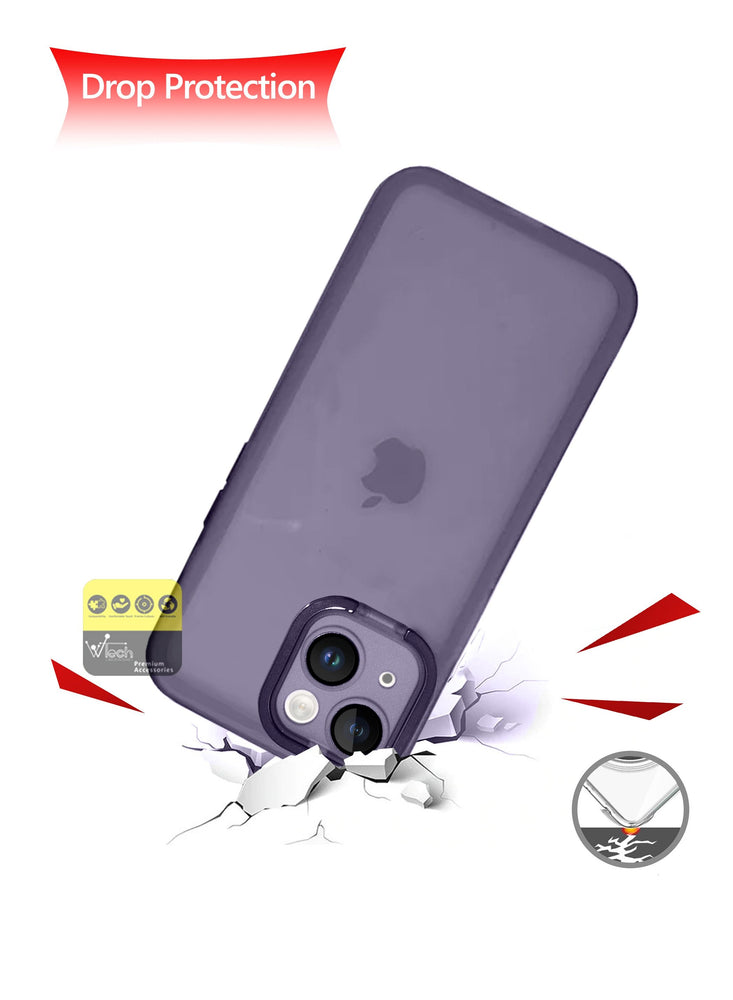 Soft Transparent TPU Silicone Ultra Thin Phone Stylish Electroplated Camera Border Kick Back Stand Case Cover For Apple iPhone 14 6.1 Inch 2022 Purple