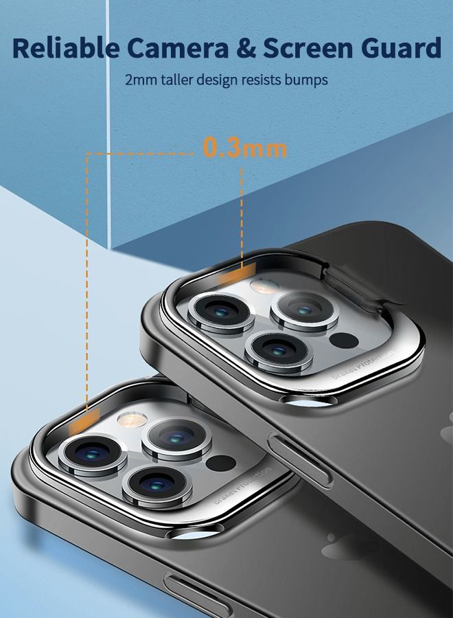 Case for iPhone 14 Pro Case 6.1 Inch Phone Ring Holder Camera Lens Metal Stand Rotation Ultra-Thin Phone Back Grip Foldable Cellphone Invisible Bracket