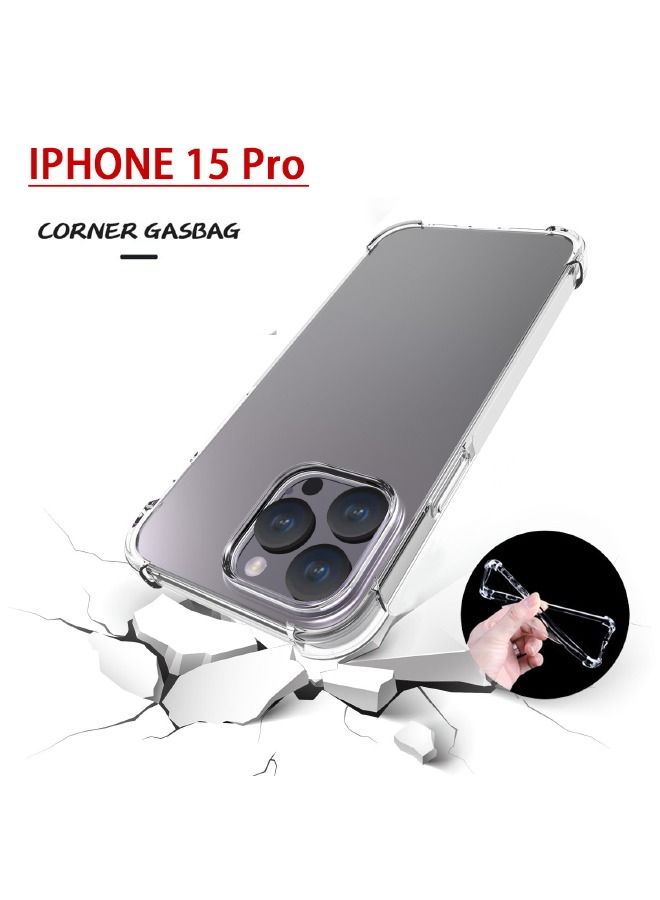 iphone 15 Pro Case, Slim Flexible TPU Airbag Bumper Shock Absorption Rubber Soft Silicone Case Cover Fit for Apple iphone 15 Pro (Clear)