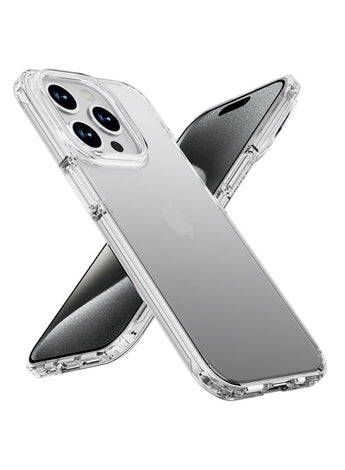 X-level Shockproof Compatible iPhone 15 Pro Max Case [Military Grade Drop Protection] Frosted Sand Translucent Thin Anti-Drop Hard PC Back with Soft Silicone Edge Slim Protective Cover-Clear