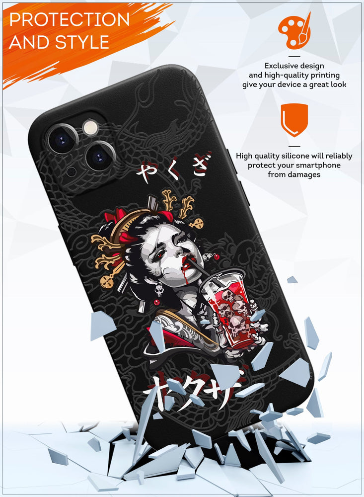 for iPhone 13 Case, Shockproof Protective Phone Case Cover for iPhone 13, with Japan style Geisha Pattern