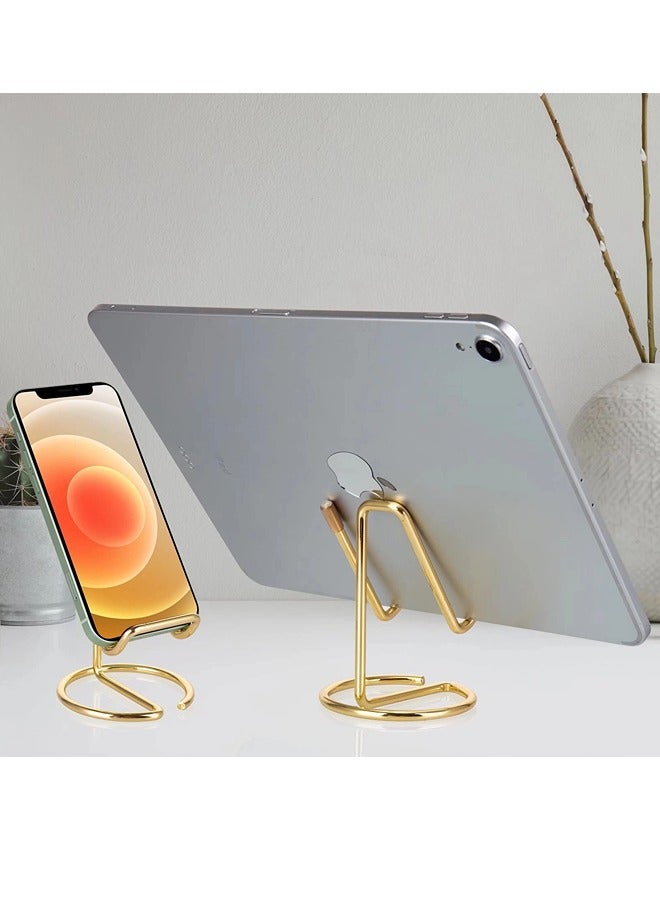 Cell Mobile Phone Stand Holder for Desk Cute Metal Gold Cell Phone Holder for Table Desk Accessories Compatible with All Mobile Phones iPhone Switch iPad