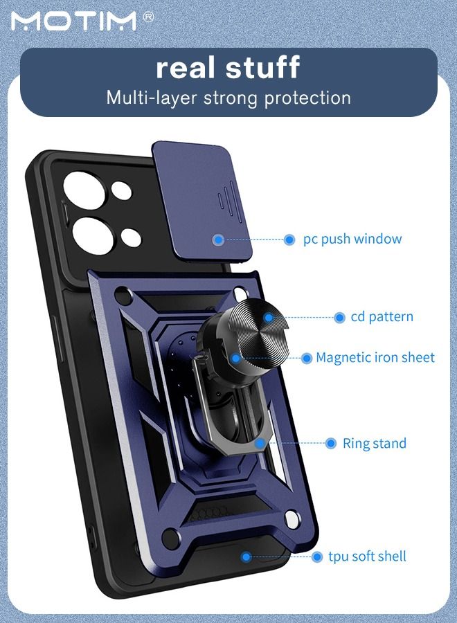 Armor Case for Oppo Reno 8 with Slide Camera Cover Military Grade Heavy Duty Protective Kickstand Phone Case with Magnetic Car Mount Holder