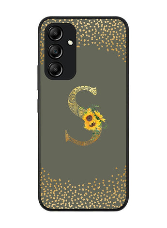 Rugged Black edge case for Samsung Galaxy A34 5G Slim fit Soft Case Flexible Rubber Edges Anti Drop TPU Gel Thin Cover - Custom Monogram Letter Floral Pattern Alphabet - S (Olive Green)