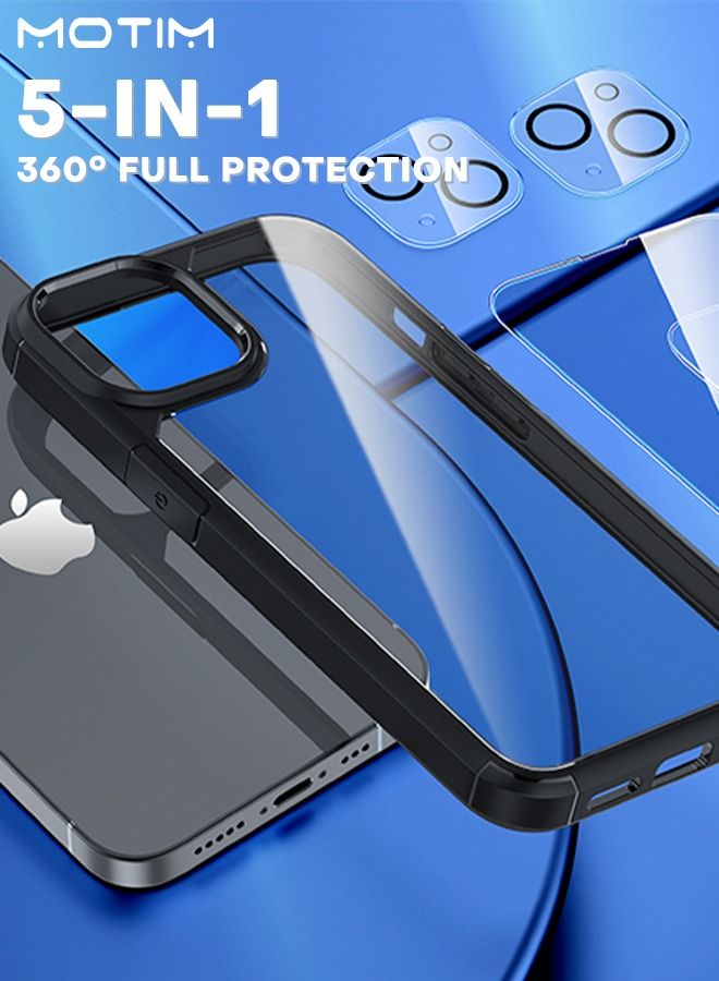 5 in 1 Phone Case Compatible for iPhone 14/14 Plus Military-Grade Drop Protection Shockproof Slim Phone Case +2 Front Film +2 Screen Film