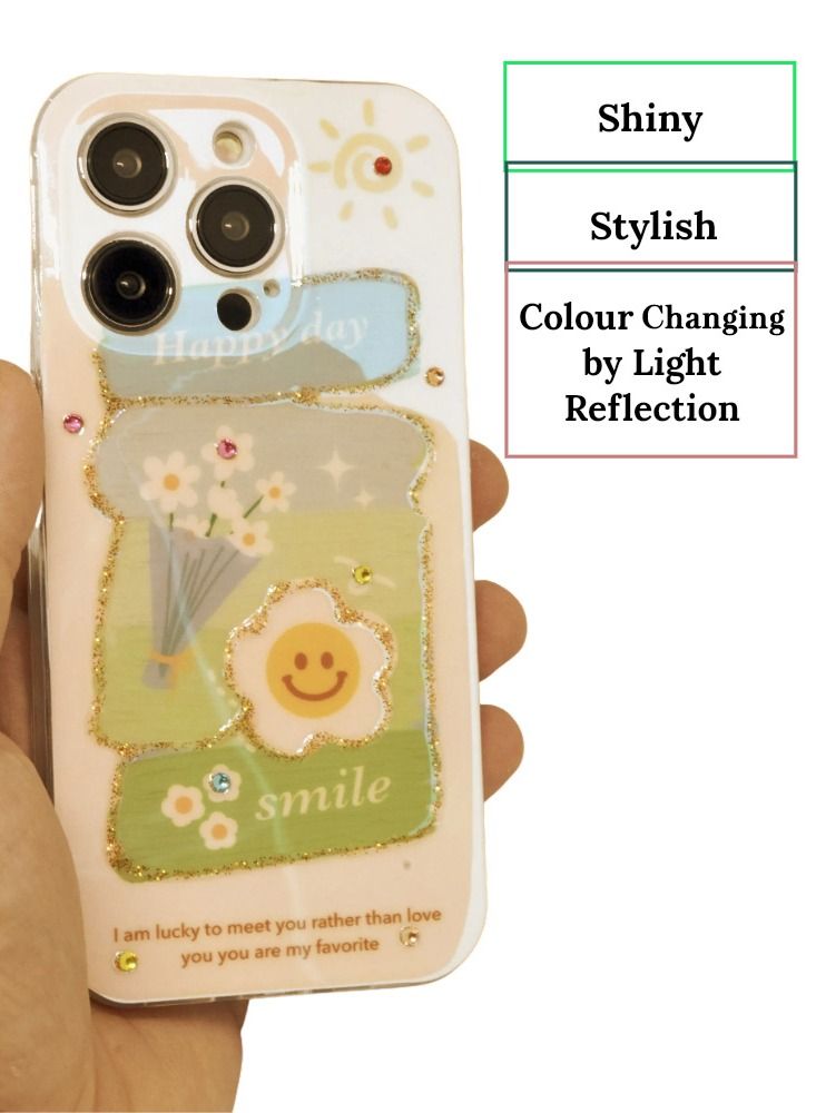 iPhone 14 Pro Case Cute Girls Women Iridescent Design Laser Bling Glitter Soft Silicone Bumper Protective Phone Cover