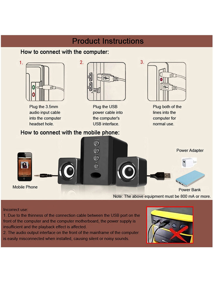 USB Wired Combination Speakers Computer Speakers Bass Stereo Music Player Subwoofer Sound Box