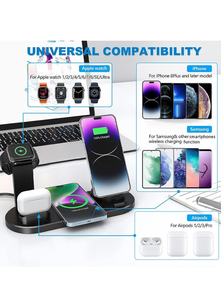 6 in 1 Wireless Charger Stand For Apple iPhone Mobiles 15W