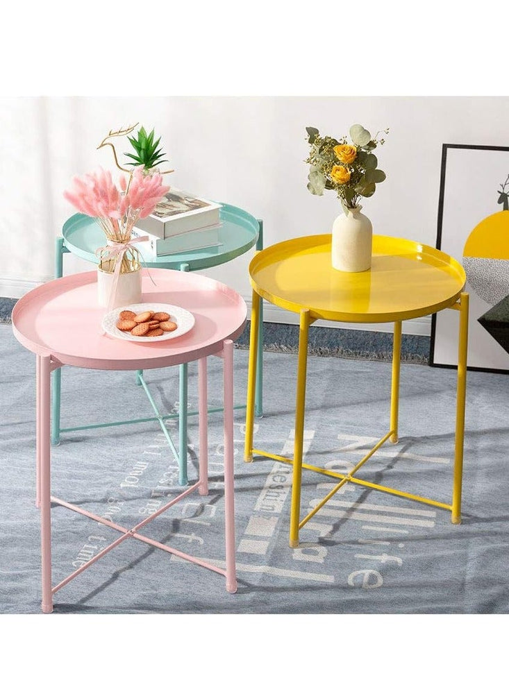 Removable and Foldable Round Side Table Yellow