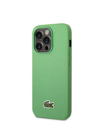 Lacoste Hard Case Iconic Petit Pique PU Woven Logo  For iPhone 14 Pro - Green