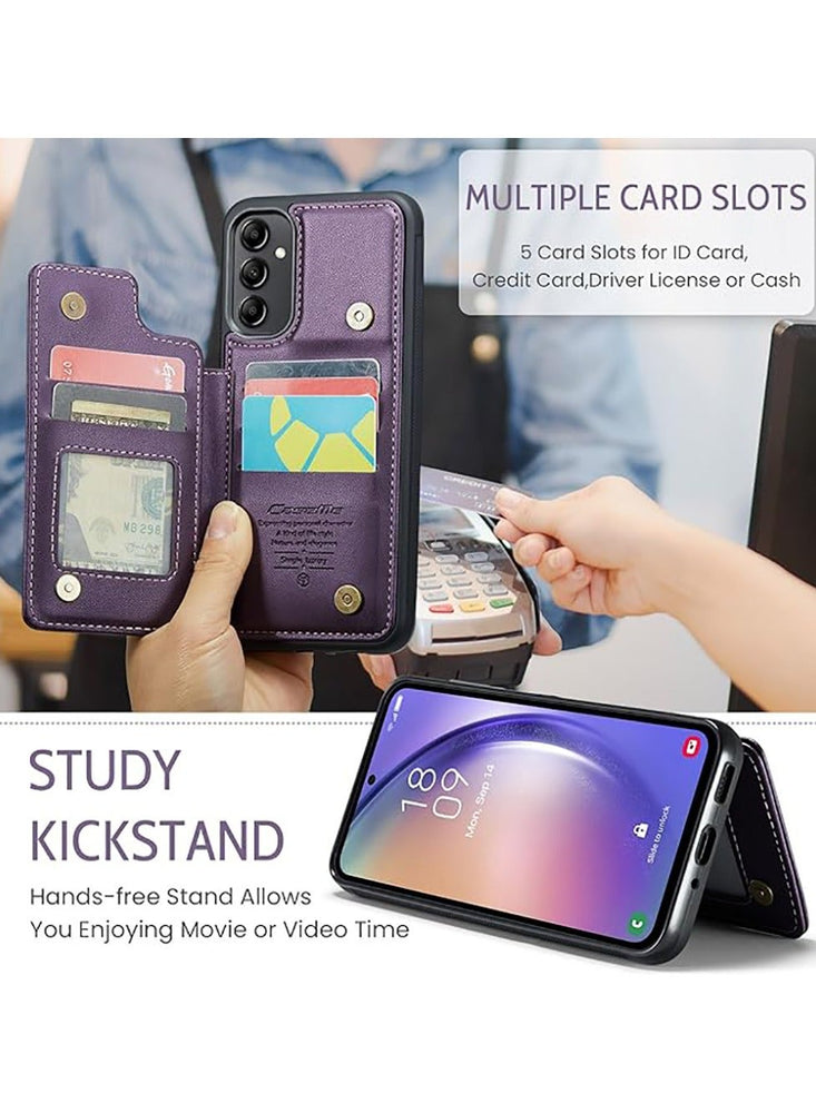 Samsung Galaxy A54 5G Wallet Case [RFID Blocking] PU Leather Case with Magnetic Flip Card Holder Kickstand Slim Shockproof Durable  Samsung Galaxy A54 cover - Purple