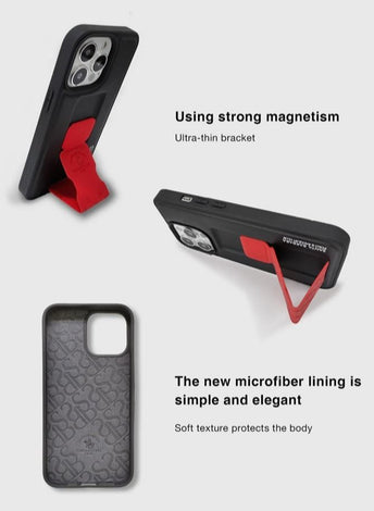 Parker Series Magnetic Bracket Phone Case compatible with Apple iPhone 14 series Back Case with Ultra-thin Stand Red