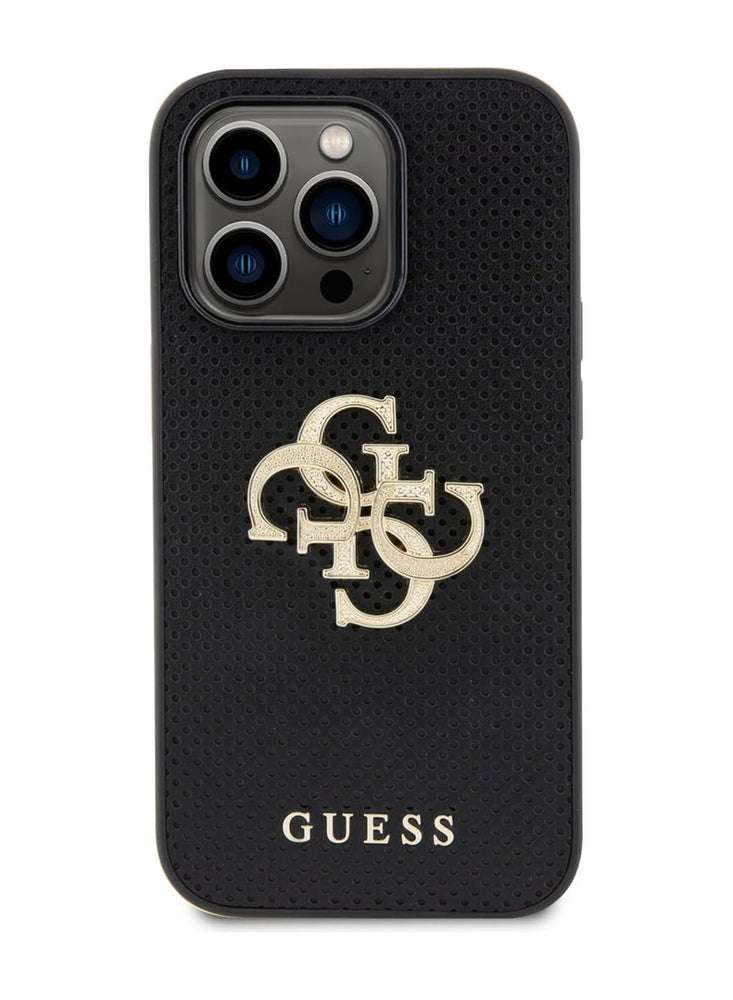 Guess Perforated PU 4G Glitter Case For iPhone 15 Pro Max (Black)