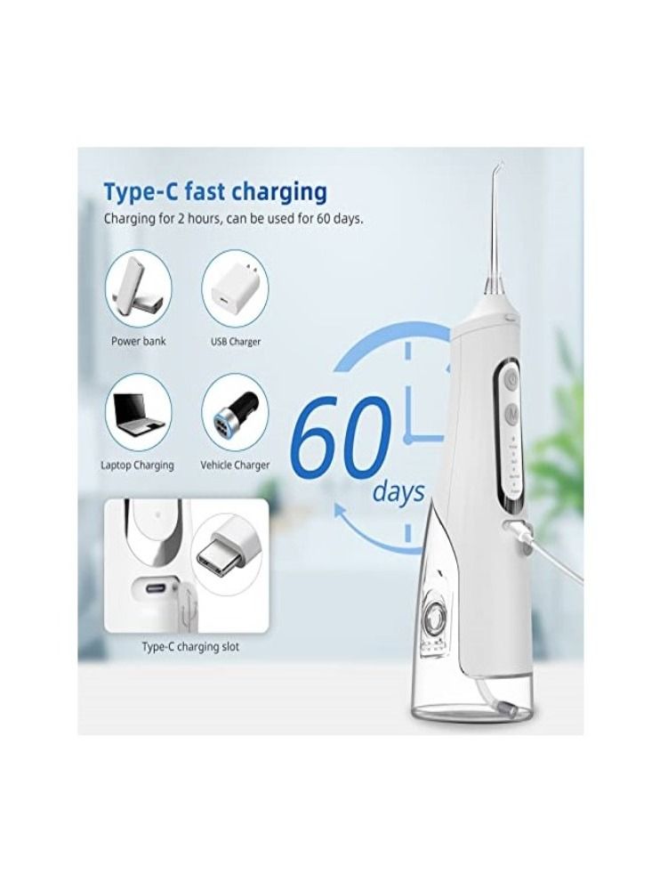 Portable Dental Water Flosser Oral Irrigator White 310ml