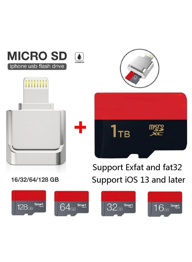 Micro SD Card Reader for iPhone iPad Micro SD Card Reader Viewer Adapter Memory Card Reading for iPhone 14/13/12/Pro/11/X/XR/Max/8 Support