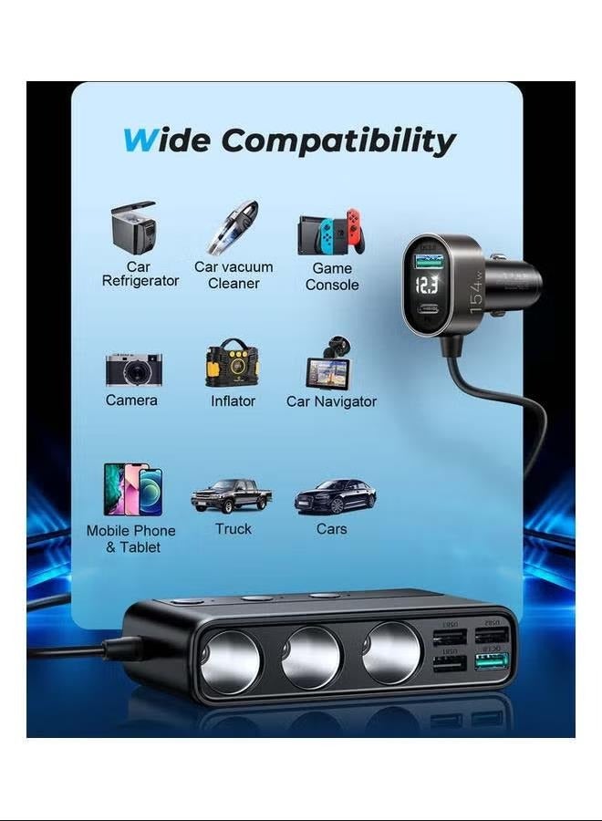 154 W 9 in 1 Car Charger Adapter  Lighter Charger