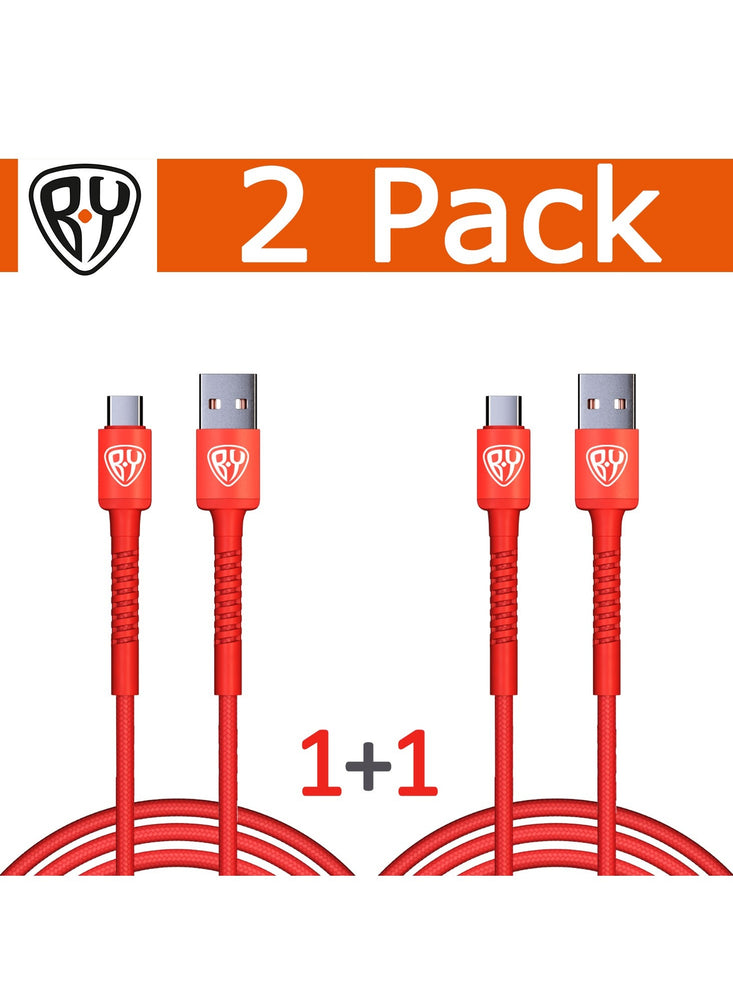 2 Pack USB C Cable 2M 3A Fast Charging Cable USB Type C Charger Compatible with Samsung S21 S20 Huawei P30 P20 Xiaomi Mi Ultra A2 Mi 9 etc QC3.0 Color Red