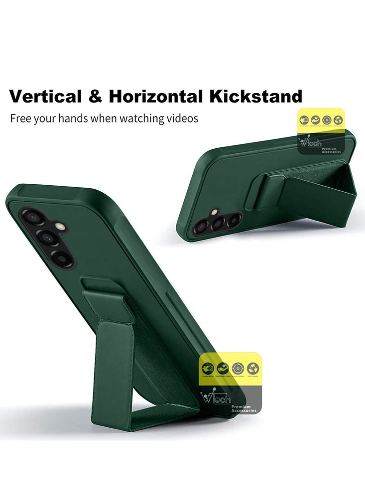 Hand Grip Foldable Magnetic Kickstand Wrist Strap Finger Grip With Built-in Iron Case Cover For Samsung Galaxy A34 5G 2023 Dark Green