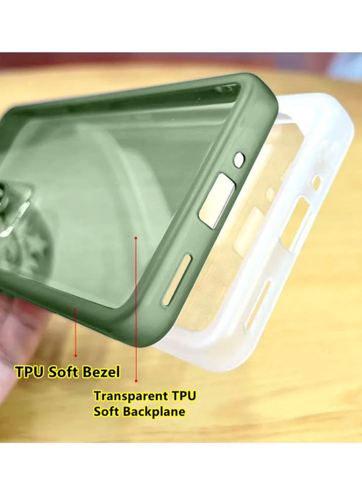 Soft Transparent TPU Silicone Ultra Thin Phone Stylish Electroplated Camera Border Case Cover For Xiaomi Redmi 13C 4G 2023 Olive