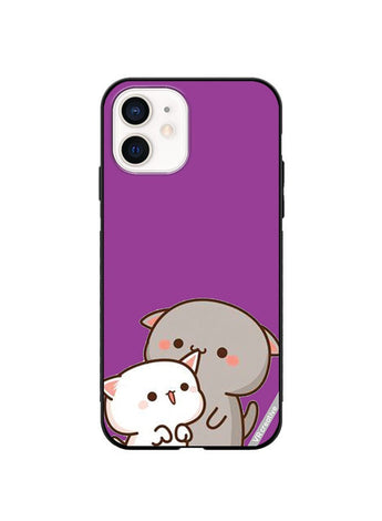 Protective Case Cover For Apple iPhone 12 mini Two Cute Cats Design Multicolour