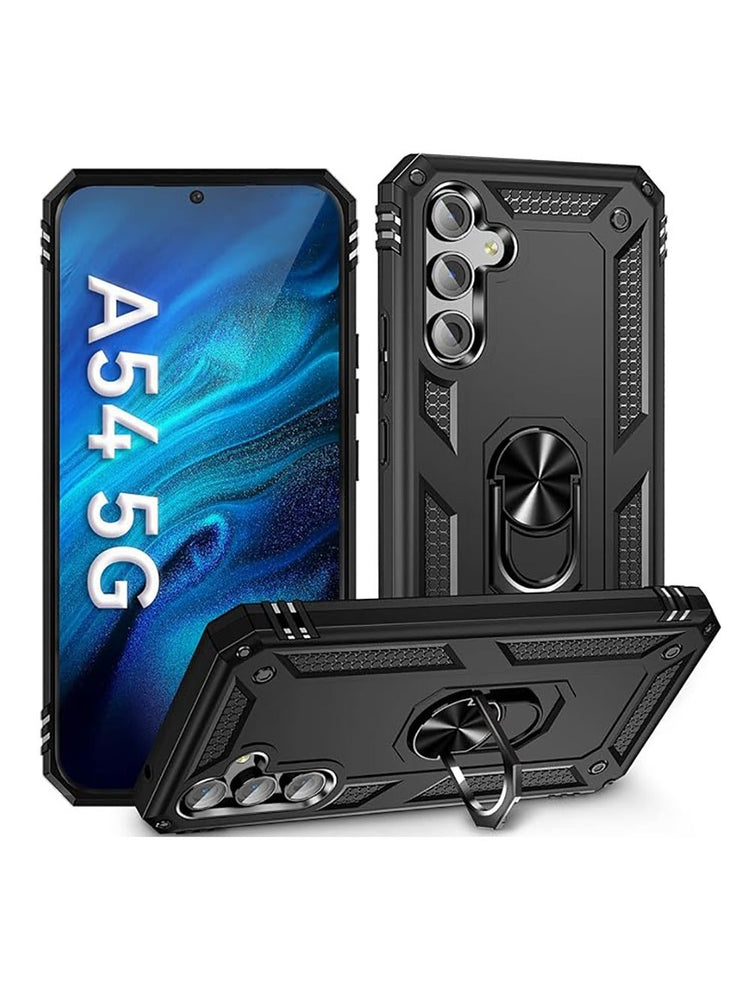 QRG for Samsung A54 5G Case, Military Grade Protective Samsung Galaxy A54 Cases Cover with Ring Car Mount Kickstand for Samsung Galaxy A54  cover - Black