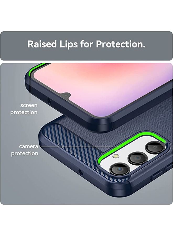 Samsung Galaxy A24 4G Case Soft Carbon Fiber Fashion Design Cover with Military Grade Shockproof Protection Slim Fit Phone Protector Blue