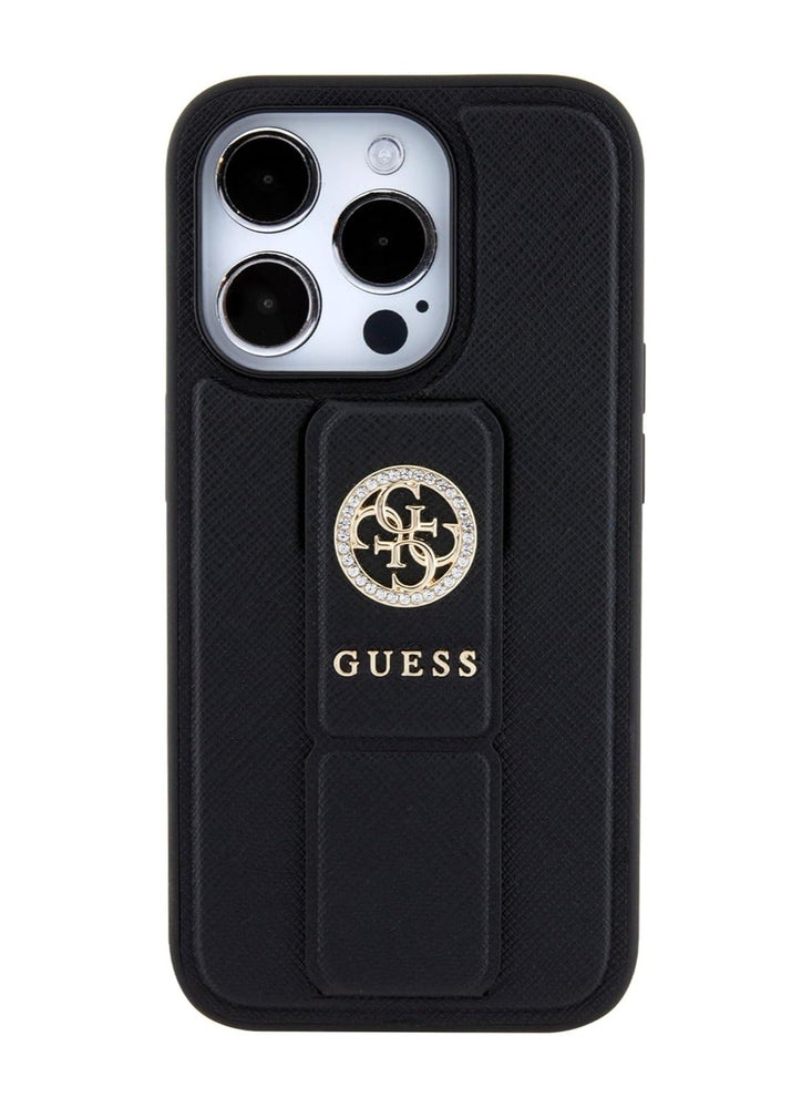 Guess Gripstand SAFFIANO Case For iPhone 15 Pro Max (Black)