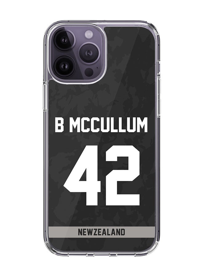 Classic Clear Case for iPhone 14 Pro Max , Hybrid Soft Case Transparent Cover - Player Name - Brendon McCullum, Jersey Number- 42