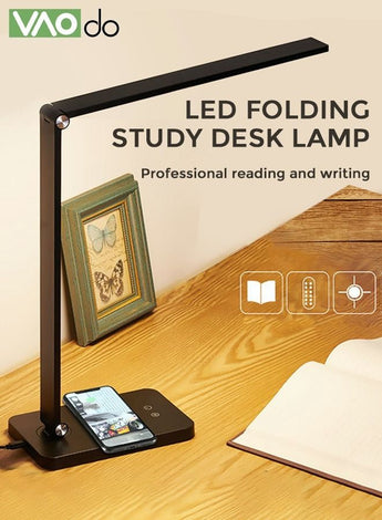 LED Desk Lamp with Dimmable USB Charging Port Touch Controlled Home Desk Lamp Bright Reading Table Lamp 3 Color Modern Eye Light Natural Light Task Lamp Black