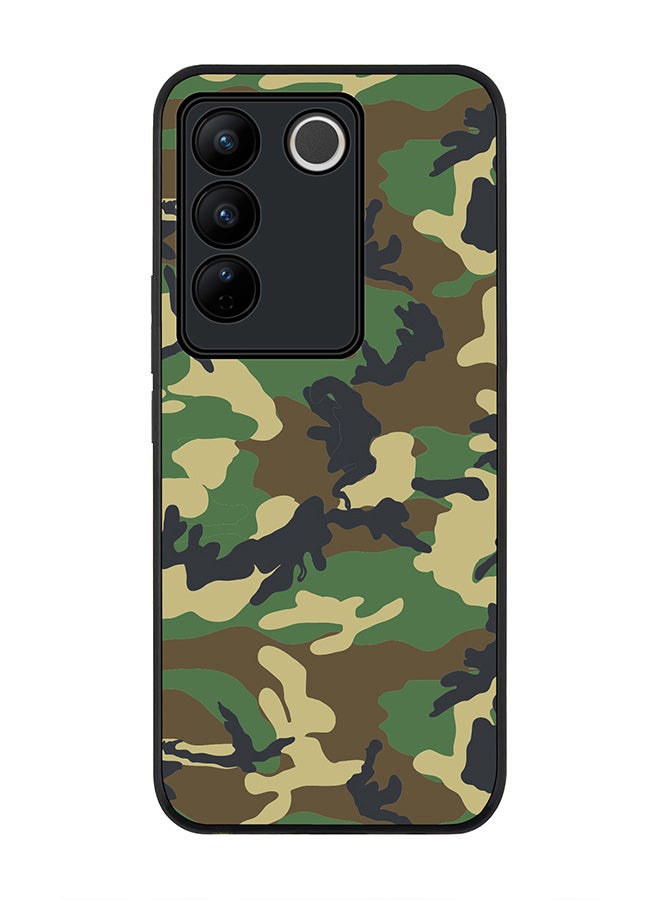 Rugged Black Edge case for Vivo V27 / Vivo V27 Pro / Vivo S16, Slim fit Soft Case Flexible Rubber Edges Anti Drop TPU Gel Thin Cover - Jungle Camo